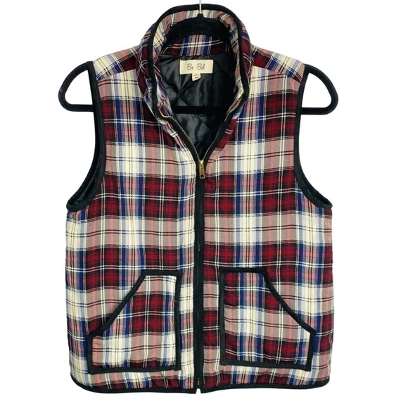 Bo Bel Women’s Sz Small Multi Color Plaid Quilted Puffer Zippered Vest - Picture 1 of 7